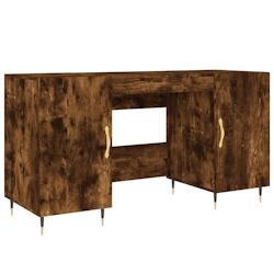 Helloshop26 - Bureau table poste de travail meuble d'ordinateur informatique étude chêne fumé 140 x 50 x 75 cm bois d'ingénierie 02_0023579 - 3000_0