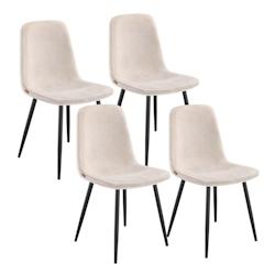 Helloshop26 - Chaises de salle à manger lot de 4 support métallique pieds réglables nettoyage facile chaises de cuisine tissu 12_0004983 - 30002227_0