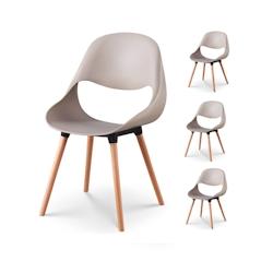 Chaise de salle à manger CHLOE beige et pieds en bois - x4 Kosmi - beige Bois massif 3760301693512_0