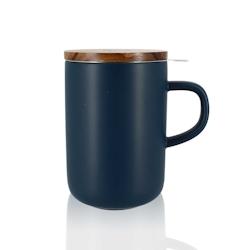 Ogo Living - Tisaniere Juliet Bleu En Gres Et Couvercle En Acacia De 475 Ml Ogo - 3256390180786_0