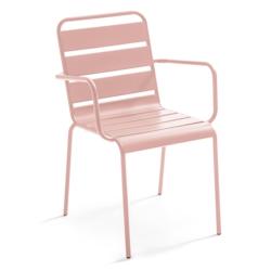 Oviala Business Fauteuil de jardin en métal rose poudré Oviala - rose acier 113891_0