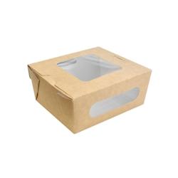 Packnwood FHC - 210Pcs - Boîte salade carton kraft brun à double fenêtre - 159x138x65mm, 1250ml - marron en carton 210BOXSD1001_0