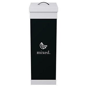 Paperflow Poubelle de tri sélectif avec couvercle pour le recyclage des déchets mixtes 60 L - Noir corps Blanc_0