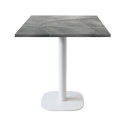 Restootab - Table 70x70cm - modèle Round pied blanc lune bleue - gris fonte 3760371511075_0