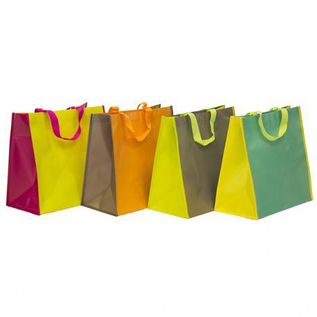 Sacs et sachets plastiques cabas en polypropylène non tissé pelliculé - 350+200x250mm - Référence 10792 - Réutilisable et recyclable_0