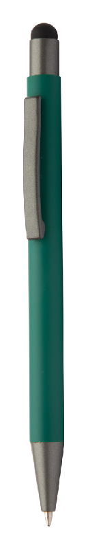 Stylo à bille stylet - finition caoutchouc - encre bleue - couleur vert - poids 18g_0