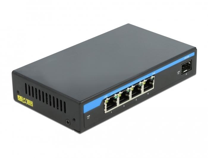 DeLOCK 87765 - Commutateur réseau Gigabit Ethernet (10/100/1000) avec 4 ports RJ-45 et PoE_0