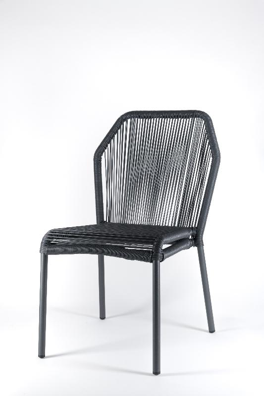 Chaise de terrasse GONCOURT - tressage gris - aluminium résistant UV et humidité - empilable_0