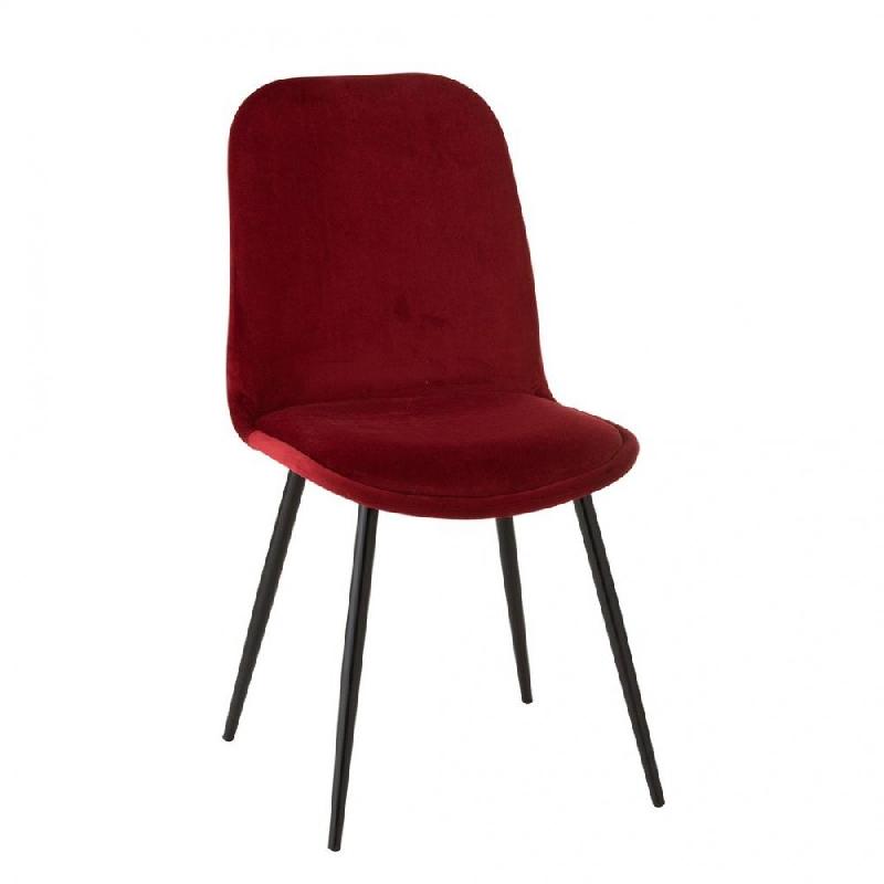 Chaise Helena Bordeaux - Métal laqué noir et tissu velours pour salle à manger_0