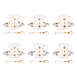 Coffret 6 tasses à café avec sous tasses Eleor 10 cl -  Rond Porcelaine Table Passion 8x cm - doré porcelaine 3106232376931_0