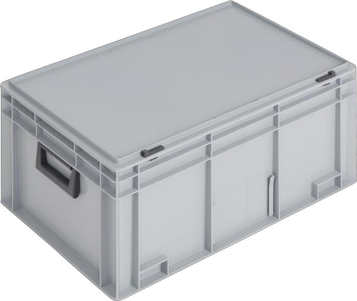 Coffret en plastique 55L LOCKWEILER - L600 x l400 x H293 mm - 2 poignées avec fermoir coulissant - Gris_0