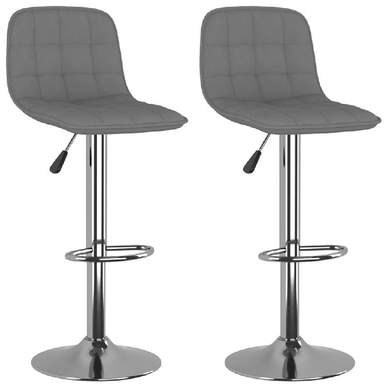 Décoshop26 - Lot de 2 tabourets de bar chaises hautes en tissu gris et acier DEC029687 - gris 3000257500619_0