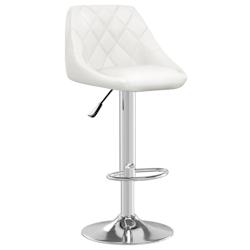 Décoshop26 - Tabouret de bar x1 chaise haute avec coutures losange en PVC blanc et acier DEC029445 - blanc 3000257378027_0