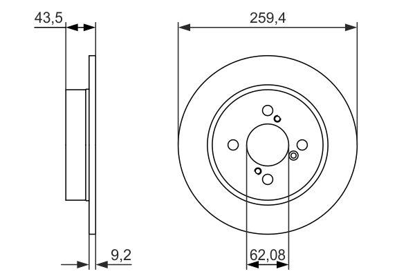 Disque de frein Bosch 0986479792 - boîte de 2 disques - type plein - 4 trous - arrière_0