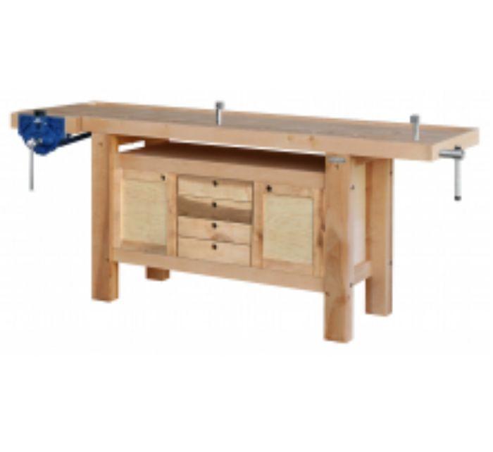 Établi en bois massif 2,00 m avec caisson de rangement - Réf. 11573804_0