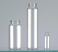 Flacons à col long en verre transparent - Col à vis avec bouchon pression - Diamètre 22mm_0