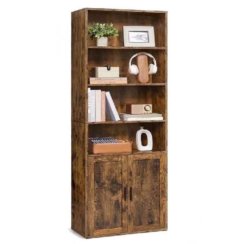 Helloshop26 - Bibliothèque étagère haute sur 6 niveaux avec porte meuble de rangement ouvert 24 x 318 x 175 cm pour salon bureau 12_0005284 - vert_0