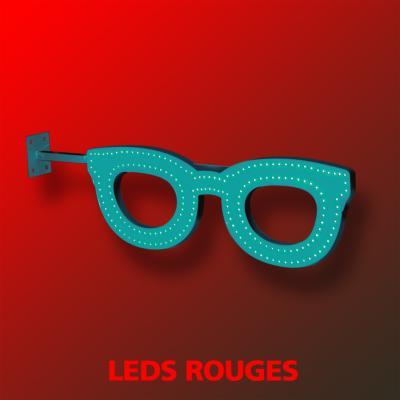 Enseigne drapeau lunette d'opticien Design - 850x300 mm - double face - LEDs rouges avec 5 animations_0