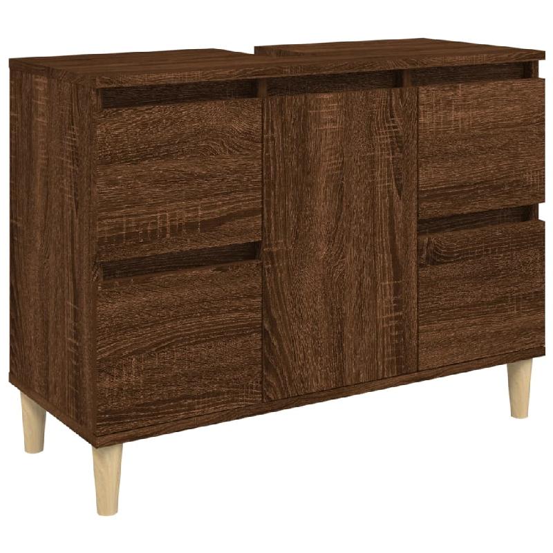 MEUBLE D\'ÉVIER SOUS LAVABO SALLE DE BAIN 80 X 33 X 60 CM BOIS D\'INGÉNIERIE MARRON 02_0006825_0