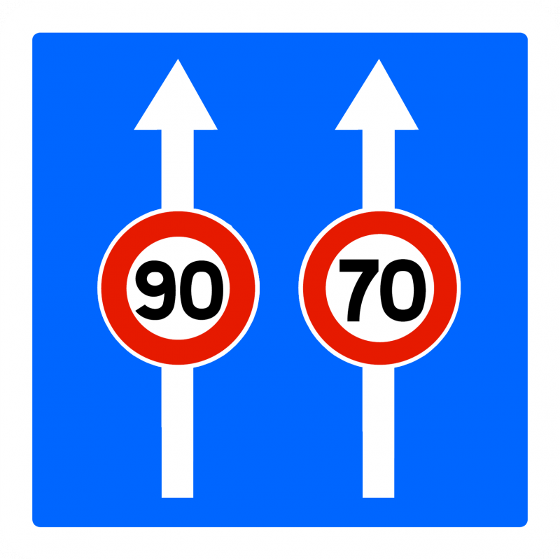 Panneau indication C24a - Conditions particulières de circulation par voie - Limitation de vitesse_0