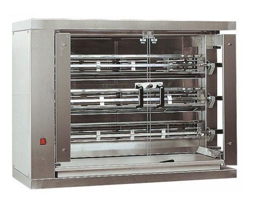 Rôtissoire électrique en acier inox - 4 modèles disponibles de 6 à 36 poulets, broches tournantes et éclairage intérieur_0