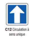 Panneau de signalisation d'indication type C12 - circulation à sens unique - formats de 350 à 1500 mm_0