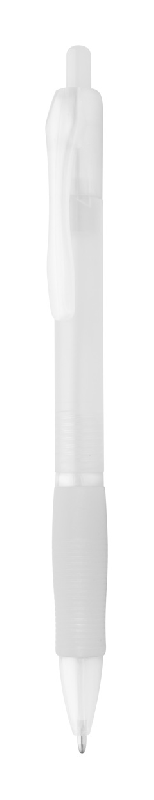 Stylo à bille en plastique - grip en caoutchouc - encre bleue - couleur blanche - 8g_0
