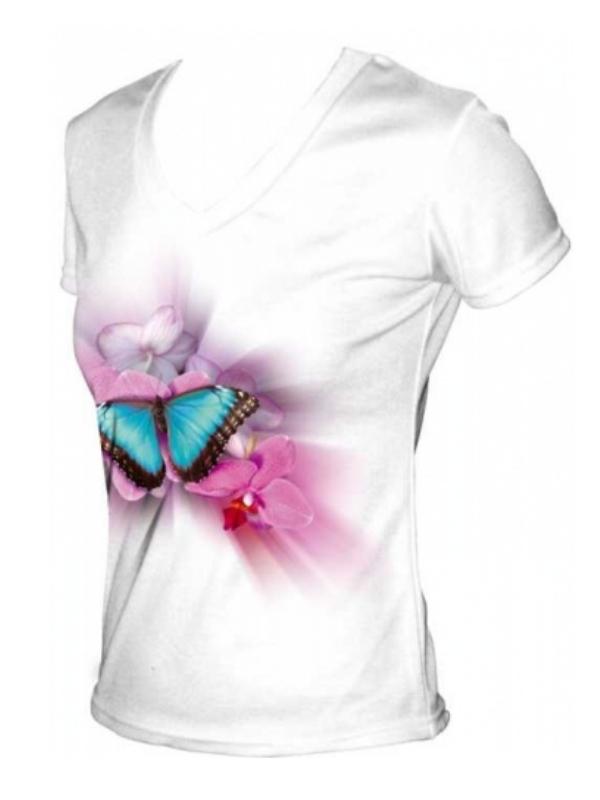 Textile d'habillement - Tee-shirt sublimation femme - Blanc - 100% polyester - Col V - Manches courtes - Résistant lavage 90°C_0