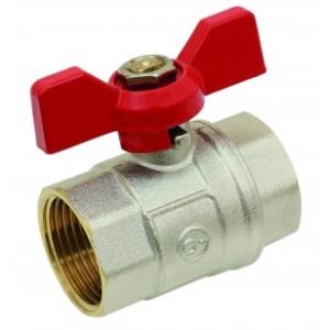 Vanne à sphère laiton f/f série alpine - passage intégral - manette papillon rouge 204P - réf. 204P Alpine - fluides compatibles et utilisation générale_0