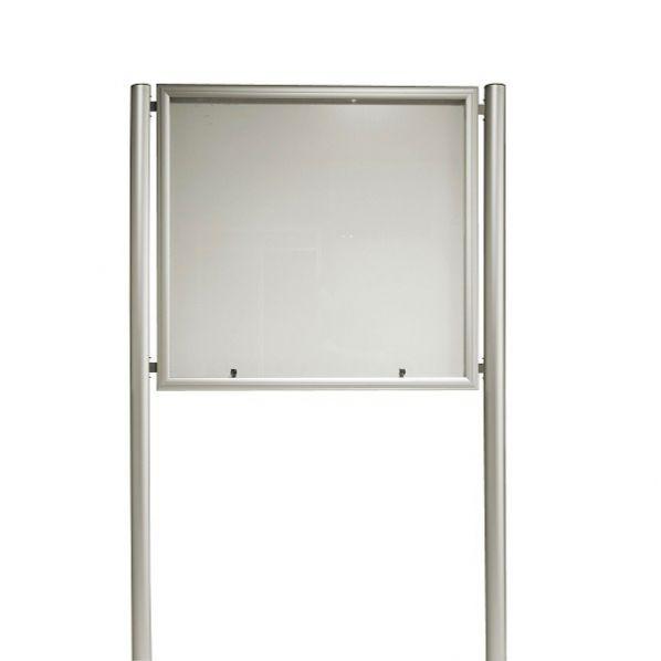 Vitrine d'extérieur sur pied à visser - cadre anodisé - format 12 x A4 - 2 serrures - étanche - Rolléco_0