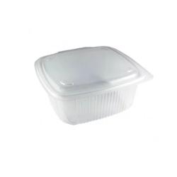 300 Barquettes Micro-ondables 1500 ml à Couvercle Attenant (190 x 185 x H. 84 mm) en PP Pratiques et Résistantes - D-Work - transparent 3664100211246_0