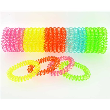 70487 - lot de 25 bracelets fluo ou chouchou spirale fils de téléphone en acrylique 40-60mm_0