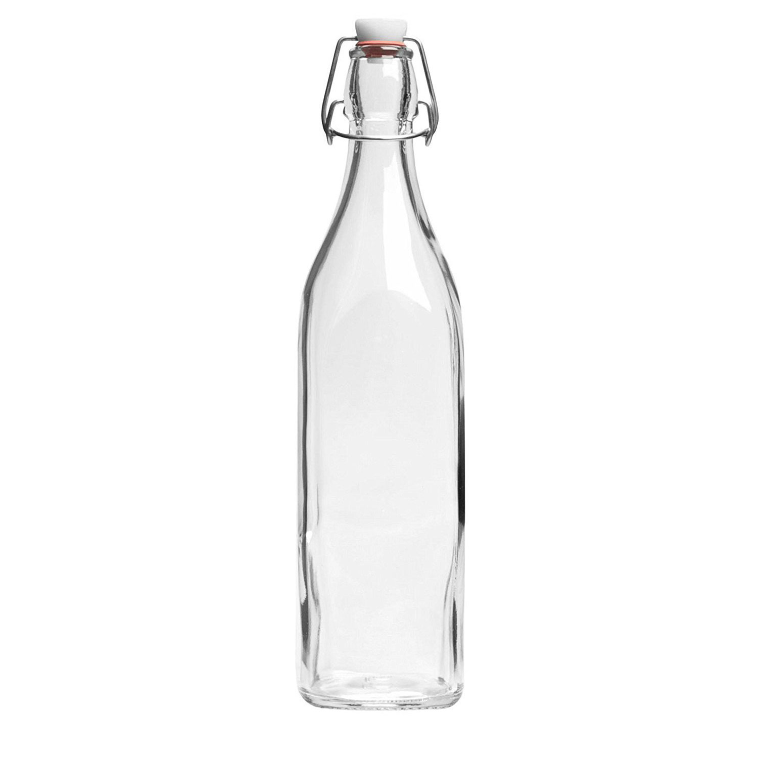 Leifheit Bouteille Facette 1 L avec étiquette bouteille transparente résistante à la chaleur bouteille en verre avec bouchon à étrier 