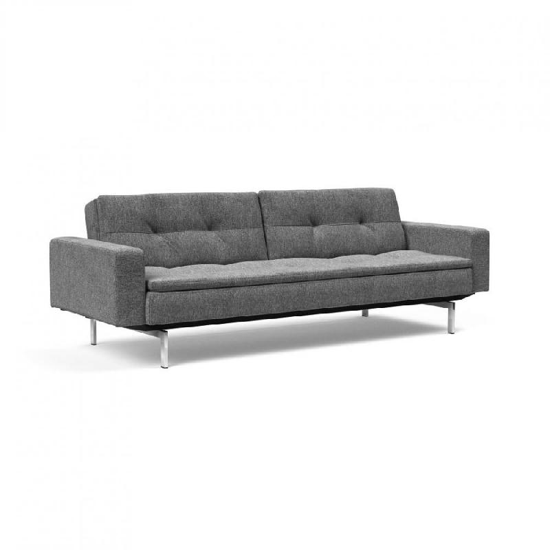 CANAPÉ DESIGN DUBLEXO CHROME AVEC ACCOUDOIRS CONVERTIBLE LIT 115*210 CM PIEDS CHROMÉS TISSU TWIST CHARCOAL_0