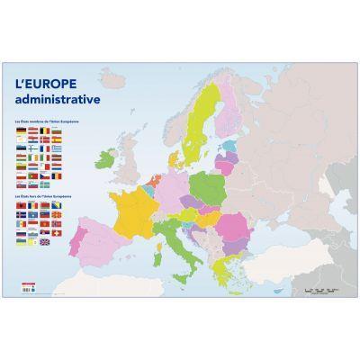 Carte administrative d'Europe 1,20x0,80 m - Indéchirable, lavable, effaçable à sec_0