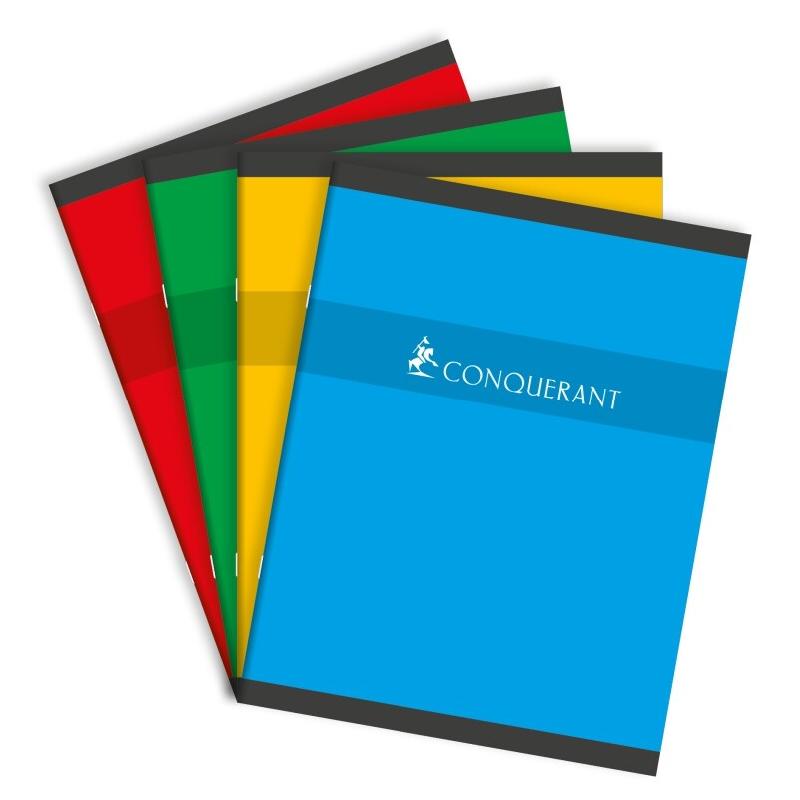 CONQUERANT Lot de 5 Cahier Sept piqué 17x22, 192p./96 feuilles 70g/m², Séyès, coloris assortis (4) - 3020120001920_0