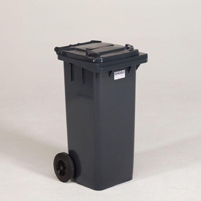 Conteneur poubelle 2 roues - 120L gris anthracite - plastique résistant et hermétique - marque Rolléco_0