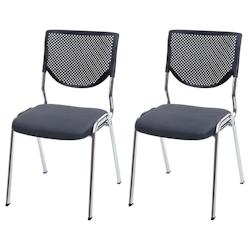 Décoshop26 - Lot de 2 chaises visiteur conférence empilable tissu/textile gris foncé pieds chromés 04_0000276 - gris 3000252208985_0