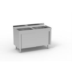 ERATOS Meuble plonge série 700 - 2 bacs 600x500x300 - Inox AISI-304 18/10 - 1400x700x850 - FMM-147/20_0