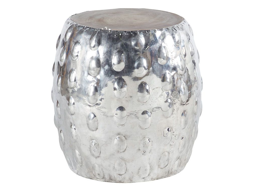 Essaouira - Tabouret de restaurant - Scandiprojects - Assise en teck et contour aluminium - Taille : Ø 35 x H 45 cm - Réf : MXESSNANAS_0