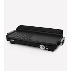 H.Koenig Hkoenig Grx330 - Plancha Double Zones - 50x25cm - 1800w - Revetement Anti-adhésif - Fonction Turbo Zone Grill - Thermostat Ajus - noir inox_0