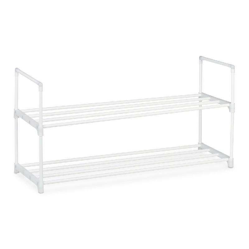 Helloshop26 - Étagère à chaussures flexible 92 x 90 x 30,5 cm pour 4 paires design moderne entrée en métal blanc 13_0010480 - blanc métal 300024_0