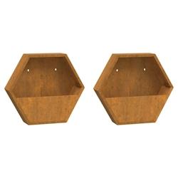 Helloshop26 - Jardinière bac lit surélevé plantes fleurs jardin terrasses murales lot de 2 Rouillé acier corten 46 x 10 x 40 cm 02_0039117 - 30002_0