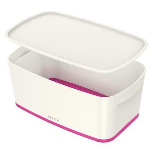 Leitz boîte MyBox Small avec couvercle en ABS - Blanc fond rose - 5L_0