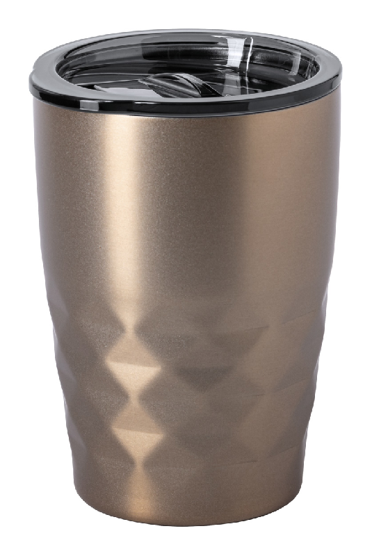 Mug thermos isotherme - double paroi inox et cuivre - 350 ml - couleur doré_0