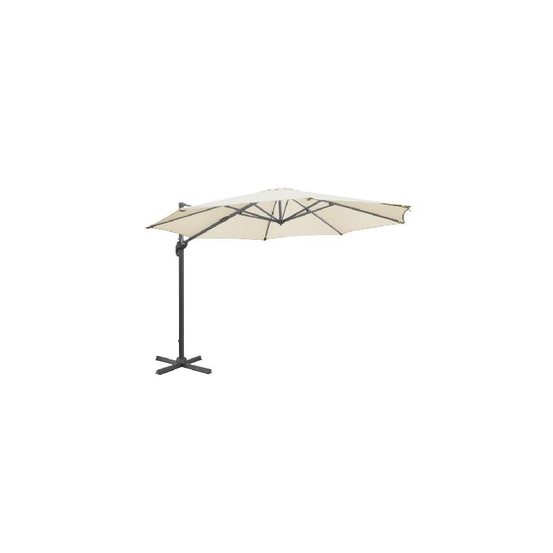 Parasol déporté professionnel VENICE BOLERO - métal gris & tissu crème - H2650 x L3500 x P3500 mm - Rotation 360° et toile ignifugée_0