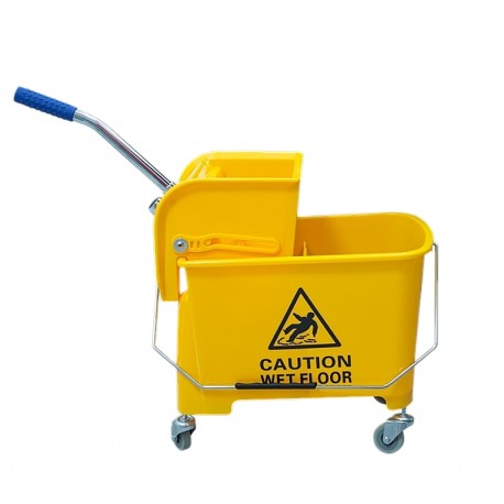 Petit chariot de lavage et ménage compact avec pictogramme sol glissant et presse incluse_0