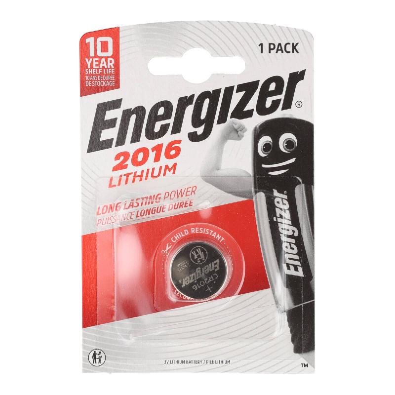 Pile Energizer Lithium, bouton, CR2016, 3V Electronics, blister de détail (1 unité) - argenté E301021800_0