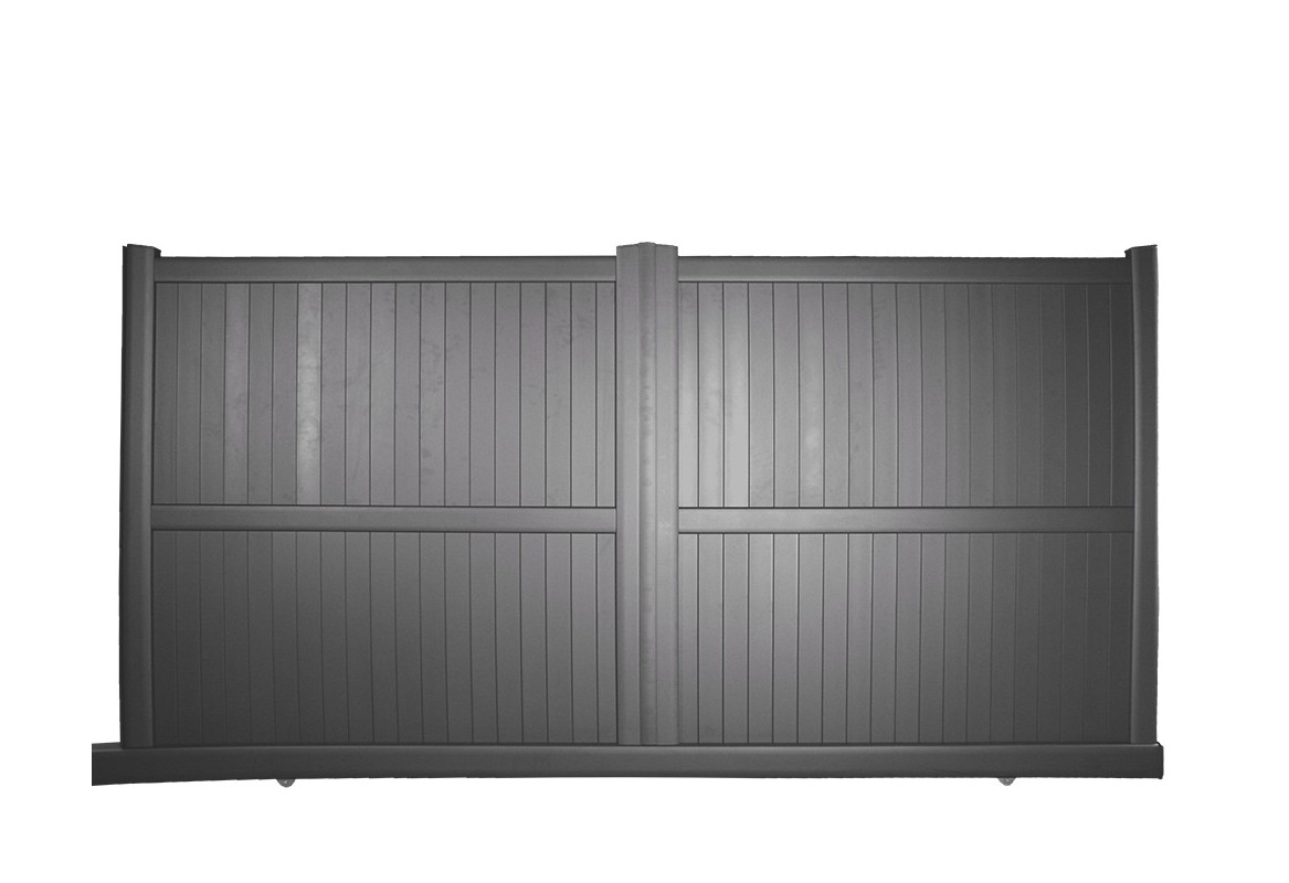 Portail coulissant à rail Hoteo - simple vantail - droit et plein en aluminium - 3m à 4m ou sur-mesure_0