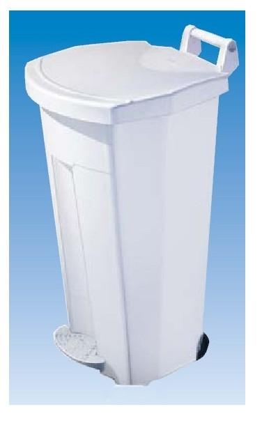 Poubelle plastique carénée - ouverture à pédale - 110L - roulettes fixes - couvercle personnalisable_0